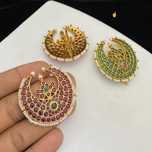Esmalte antiguo de diseñador de calidad superior con aspecto de piedras, joyería para el cabello, estilo tradicional, acabado dorado para ropa de boda para mujer - Product Image 1