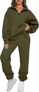Chándales para mujer Jersey de media cremallera y pantalones de chándal holgados con bolsillos - Product Image 6