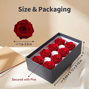 Teste di Rose Stabilizzate Naturali al Tatto Reale, Fiori Rossi per Matrimoni, Festa della Mamma, Natale - Lunga Durata 3-5 Anni, Decorazione Regalo Fai da Te - Product Image 2