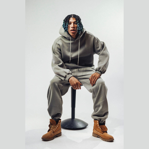 Conjunto Deportivo Urbano para Hombre, Estilo Holgado, 500 GSM, Felpa de Algodón, Sudadera con Capucha y Pantalones, Moda Casual, Etiqueta Privada OEM - Product Image 6