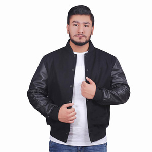 Recién llegado, chaquetas universitarias para hombre, manga de cuero, cuello levantado, ropa de calle, moda Letterman Varsity, chaquetas de béisbol para adultos - Product Image 1