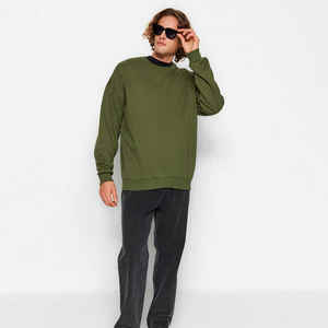 Nueva alta calidad 2025 personalizado hombres cuello redondo estampado liso cuello redondo algodón hombres en blanco sudadera de gran tamaño precio barato - Product Image 2