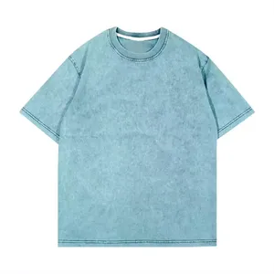 Camisetas impresas personalizadas lavadas con ácido, bordado personalizado, camisetas lavadas con ácido de algodón liso, producto de la mejor calidad