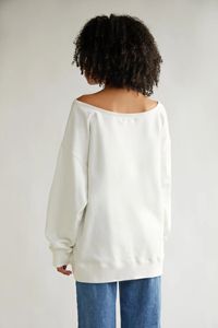 เสื้อสเวตเตอร์คอกลมเปิดไหล่ผ้าฝ้ายผู้หญิงเสื้อสเวตเตอร์เปิดไหล่ - Product Image 4