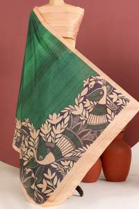 ผ้าไหมทัสซาร์เนื้อนุ่มสำหรับผู้หญิง พร้อมพัลลูสวยงาม ขอบสีตัดกัน และงานทอคุณภาพพรีเมียมทั่วผืน - Product Image 3