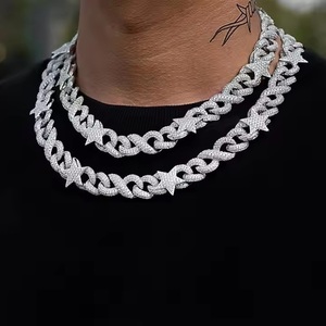 El último collar de eslabones de cadena cubana multicolor pesado chapado en oro y plata blanca para mujeres y hombres - Product Image 2