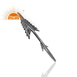 Best Selling Sterling <b>Silver</b> Black Rhodium Plated Diamond Gemstone Arrow Design <b>Bangle</b> Custom Jewelry Manufacturer - Product Image 3