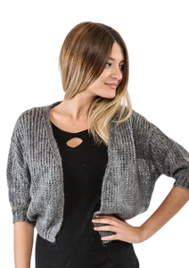 Veste en mohair Maria pour femme sans boutons avec Jaunty Air pour le bureau ou la robe avec logo sur le devant - Product Image 2