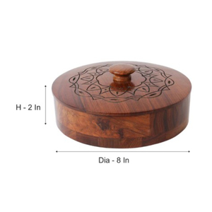 Recién llegado, forma redonda, utensilios de cocina de madera de teca, cazuela de comida, aspecto atractivo, cazuela de madera de lujo hecha a mano, olla caliente - Product Image 4