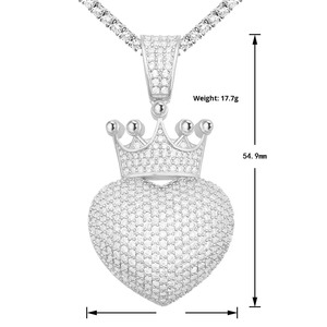 Collar unisex deportivo de moda con colgante de circonita de rodio en forma de corazón europeo-americano de primera calidad, cadena de cobre, ¡superventas transfronterizo! - Product Image 3