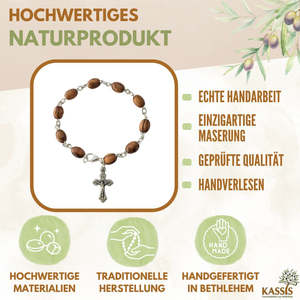 Bracelet avec perles ovales en bois d'olivier – Fait main à Bethléem - Product Image 2