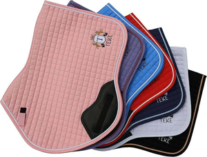 Tapis de selle matelassé bleu tout usage pour dressage et saut d'obstacles avec bordure blanche et doublure en maille – Équipement d'équitation - Product Image 4
