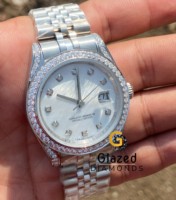 Montre-bracelet de luxe pour homme en acier inoxydable, fabriquée avec précision, avec diamants de laboratoire taillés (clarté VVS), verre, mécanique, analogique, édition limitée