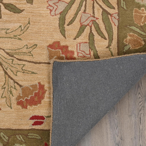 Alfombra de lana de tulipanes de Adeline hecha a mano, diseño Floral Beige/azul, pila alta, 5X7 pies, sala de estar moderna para el hogar, dormitorio, cocina - Product Image 3