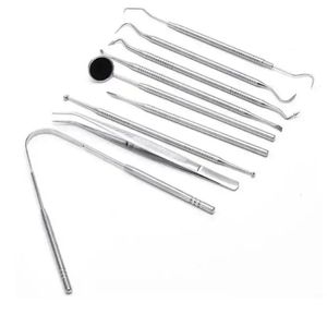 PISSCO Dentist <b>Tools</b> Stainless Steel <b>Tooth</b> <b>Cleaning</b> Kit Dental Hygiene Kit for <b>Tooth</b> <b>Cleaning</b> Dentist <b>Tools</b> Set 9 PCS - Product Image 1