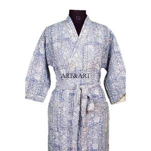 Robe Kimono Vintage Kantha Élégante, Robe de Nuit Longue pour Femme, Faite à la Main, Patchwork Traditionnel Indien, Couvre-vente d'été et d'hiver, Direct Usine - Product Image 3