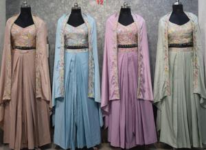 Lourd brodé soie Lehenga avec glands Blouse Choli Can Can Georgette Dupatta robe de mariée indienne avec toile cousue - Product Image 2