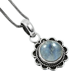 Pendentif épais en pierre de lune arc-en-ciel bleu feu naturel 925 argent sterling bohème bijoux faits à la main fournisseurs directs de prix d'usine - Product Image 1