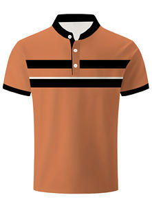 Polo court d'été en tricot à imprimé unique pour hommes, en coton et polyester avec col montant boutonné, design respirant - Product Image 2