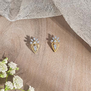 Pendientes de Corona de Cristal con Oro y Diamantes - Product Image 1