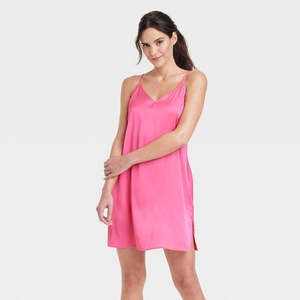 Camicia da Notte in Raso Rosa per Donne Stars, Set Vestaglia Sexy Traspirante con Pizzo, Logo Personalizzabile, Chiusura con Cordoncino, Taglie L-3XL per l'Inverno - Product Image 1