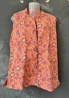 Veste courte réversible matelassée en coton tissé indien pour femme, imprimée au bloc, col montant, pour l'hiver