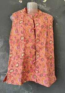 Chaqueta Reversible Acolchada de Algodón Tejido Indio para Mujer, con Estampado de Bloques, Cuello Alto, Ropa Corta de Invierno - Product Image 6