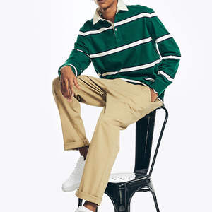 Camiseta de Rugby para Hombre, 100% Algodón, Manga Larga, Diseño Sólido, Secado Rápido, Estilo Urbano, Servicio OEM - Product Image 3