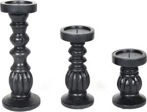 Bougeoir en bois décoratif sculpté à la main pour bougies piliers Textures en bois naturel pour la chaleur et le confort dans l'espace - Product Image 2