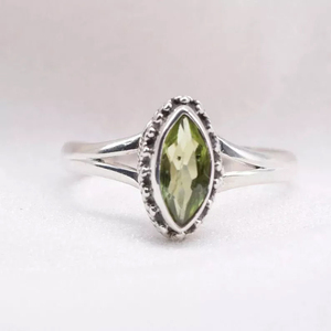 Wholesale Manufacturers Natural Green <b>Amethyst</b> <b>Ring</b> 925 Sterling Silver Marquise Handmade Bohemian Statement Women Fine Jewelry - Product Image 3