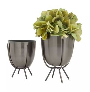 Iron Round <b>Planter</b> with Foldable Stand Gold for Gardening <b>Flower</b> <b>Pots</b> <b>Planters</b> Modern Garden Indoor Outdoor Home Decorative - Product Image 5