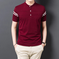 T-shirt à col roulé pour homme, coupe classique, manches courtes, imprimé numérique personnalisé, mélange polyester/coton, respirant et à séchage rapide