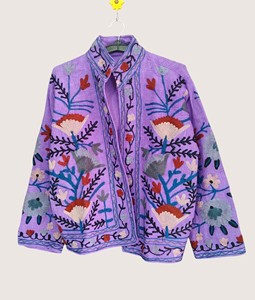 เสื้อคลุมผู้หญิงไซส์ใหญ่ แขนยาว คอโอ ปักลายซูซานี ผ้าฝ้าย CVR แบบโบฮีเมียน เป็นมิตรกับสิ่งแวดล้อม เหมาะสำหรับใส่ลำลองในฤดูหนาว - Product Image 1