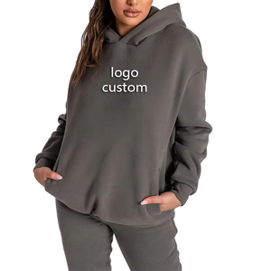 Custom Logo <b>Women's</b> Plain Embroidered Loose Jumper Hoodie Casual Cotton <b>Women</b> Oversized Hoodies - Product Image 5