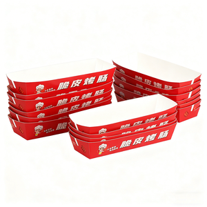 Plateau à collation en papier rectangulaire jetable avec impression colorée, assiettes en papier pour <span class=keywords><strong>saucisse</strong></span>, hot-dog sur bâton, nourriture de rue, collation rapide - Product Image 2