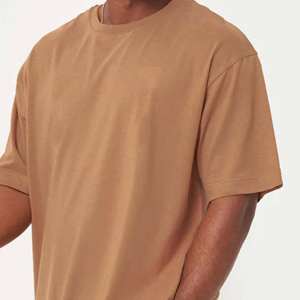 Nouveauté T-shirt oversize classique pour hommes, poids moyen, manches courtes, col côtelé, couleur moutarde, logo personnalisé pour hommes - Product Image 4