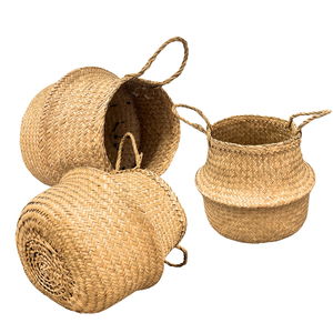 PRODUIT CHAUD Panier en jonc de mer fait à la main du Vietnam polyvalent pour le stockage du linge et la présentation des plantes d'intérieur - Product Image 1