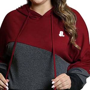 Nueva Sudadera con capucha de bloque de algodón 100% de gran tamaño para mujer en blanco, forro polar pesado de invierno con diseño impreso de logotipo de diamantes de imitación bordados - Product Image 5