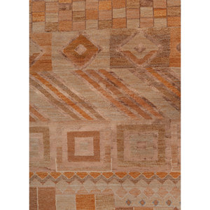 พรมไหมพรมผสมไหมไผ่ถักมือสีเบจและสีน้ำตาลลายเรขาคณิตรูปสี่เหลี่ยมผืนผ้าสำหรับใช้ในห้องนั่งเล่นที่บ้าน-รุ่น Les-865 - Product Image 3