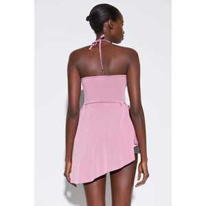 เสื้อเบลาส์แขนสั้นคอกลมลำลอง 100% โพลีเอสเตอร์ พร้อมดีเทลห่วงผูกคอ - Product Image 5