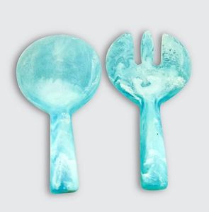 Servidores de ensalada de Mardi Gras blancos, pinzas para ensalada de resina hechas a mano, utensilios decorativos únicos para servir para cocina y Pasta - Product Image 3