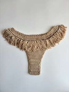 Conjunto <span class=keywords><strong>de</strong></span> Bikini Brasileño <span class=keywords><strong>de</strong></span> Crochet Hecho a Mano, 2 Piezas, Top Halter con Borlas, Escote Profundo en V, Braguita Cheeky, Traje <span class=keywords><strong>de</strong></span> Baño Elástico Ecológico, Envío Inmediato - Product Image 5