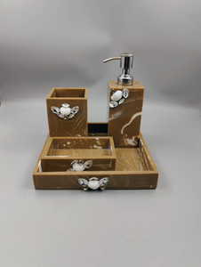 Fournisseur direct d'usine, ensemble complet d'accessoires de salle de bain en résine avec gobelet et plateau, emballage personnalisé, respectueux de l'environnement - Product Image 4