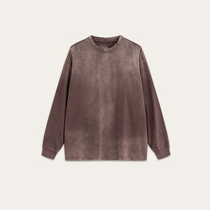 Sweat-shirts à col rond vintage pour hommes, 100% Coton, 380 GSM, délavés à l'acide, unis, respirants, avec boutons, style mode hiver, personnalisables, économiques, Pakistan - Product Image 2