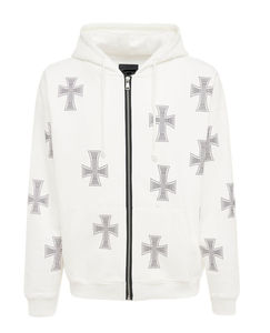 Streetwear à la mode, sweat à capuche surdimensionné avec strass, sweat à capuche zippé en coton mélangé épais pour hommes, personnalisé, vente en gros, coupe carrée - Product Image 1