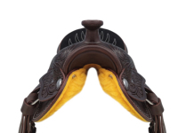 Selle Western pour enfants en cuir véritable de 8 pouces, faite à la main, confortable, durable, avec siège rembourré et design de siège profond, arceau en fibre de verre