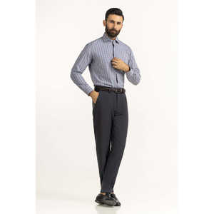 Modern Fit Slim Dress <b>Shirts</b> for <b>Men</b> 100% Cotton Poplin Casual <b>Striped</b> Pattern <b>Long</b> <b>Sleeves</b> Size 3XL FS-CHK25-244 - Product Image 2