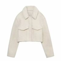 Blouson Bomber Épais en Sherpa Tissé pour Femme, Couleur Personnalisée, Tendance Empire, Respirant, Polaire, Décontracté, Automne 2025 – Meilleure Vente