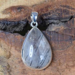 Colgante de piedras preciosas de Plata de Ley 925, joyería de rutilo negro, colgante de moda hecho a mano, colgante de diseñador en forma de pera, regalo para ella - Product Image 4