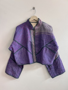Indian Handmade Quilted Cotton <b>Kantha</b> <b>Jacket</b> For Women Crop <b>Jacket</b> - Product Image 2
